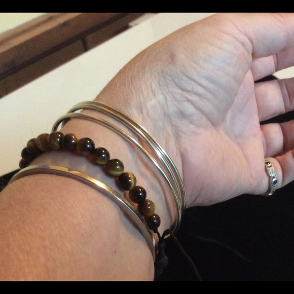 3 connected sterling silver bangles - Picture 2 of 4